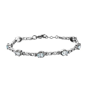 EverTrue Sky Blue Topaz 4.10 ctw Bracelet in Stainless Steel (7.00 In)