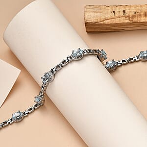 EverTrue Sky Blue Topaz 4.10 ctw Bracelet in Stainless Steel (7.00 In)