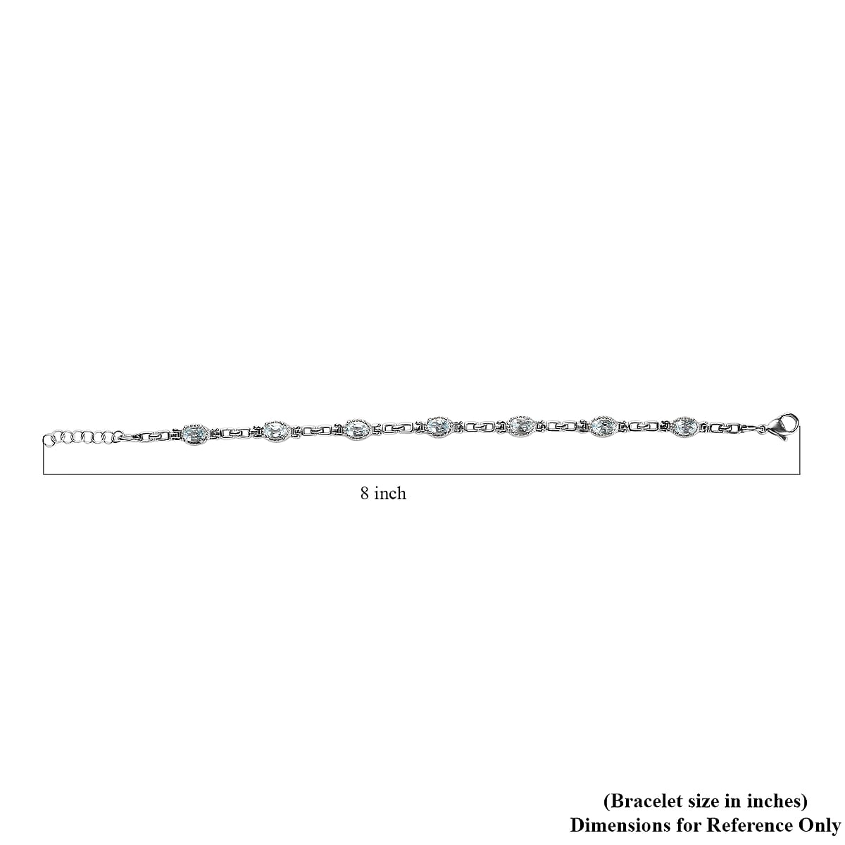 EverTrue Sky Blue Topaz 4.10 ctw Bracelet in Stainless Steel (7.00 In) image number 4