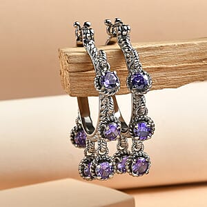 EverTrue Blue Simulated Diamond Hoop Earrings in Stainless Steel 7.75 ctw