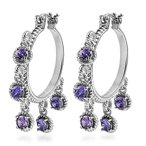 EverTrue Blue Simulated Diamond Hoop Earrings in Stainless Steel 7.75 ctw