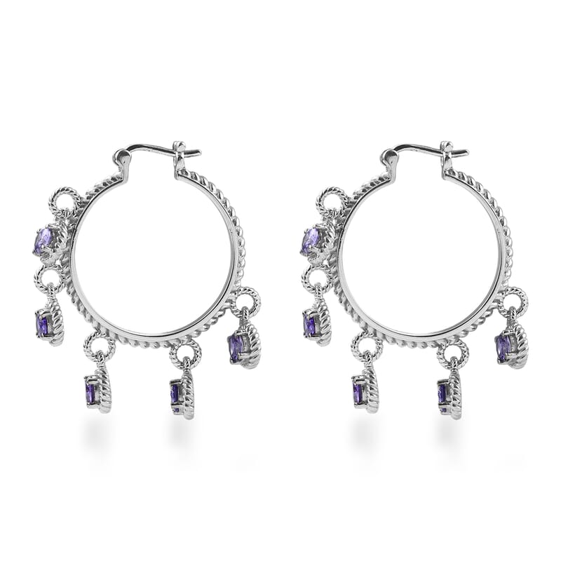 EverTrue Blue Simulated Diamond Hoop Earrings in Stainless Steel 7.75 ctw