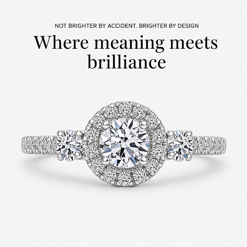 Luxuriant Lab Grown Diamond G-H SI 1.10 ctw Classic Halo Ring in Rhodium Over Sterling Silver (Size 10.0)