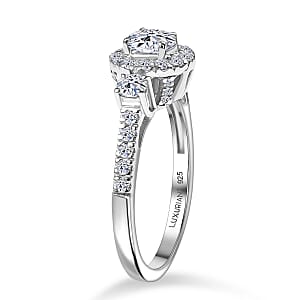 Luxuriant Lab Grown Diamond G-H SI 1.10 ctw Classic Halo Ring in Rhodium Over Sterling Silver (Size 6.0)