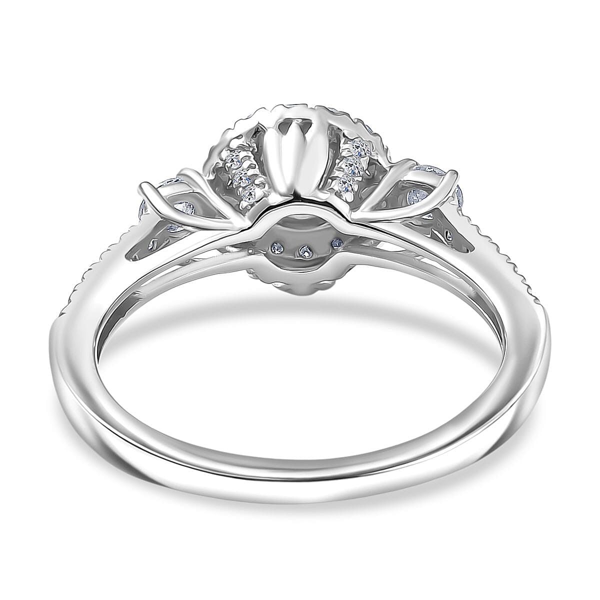 Luxuriant Lab Grown Diamond G-H SI 1.10 ctw Classic Halo Ring in Rhodium Over Sterling Silver (Size 6.0) image number 4