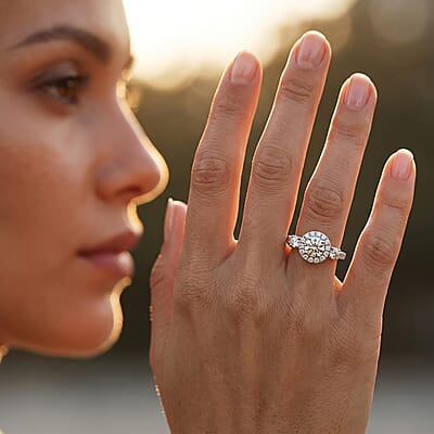 Luxuriant Lab Grown Diamond G-H SI 1.10 ctw Classic Halo Ring in Rhodium Over Sterling Silver (Size 6.0)