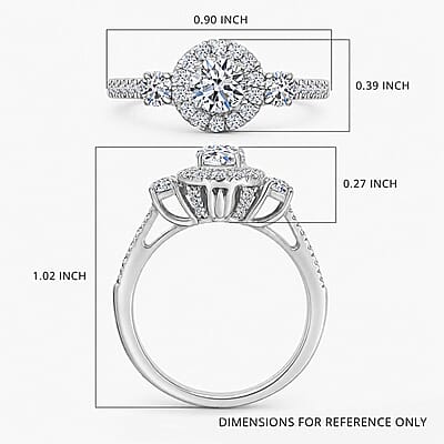 Luxuriant Lab Grown Diamond G-H SI 1.10 ctw Classic Halo Ring in Rhodium Over Sterling Silver (Size 7.0)