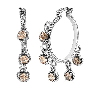 EverTrue Simulated Champagne Diamond 7.80 ctw Hoop Earrings in Stainless Steel