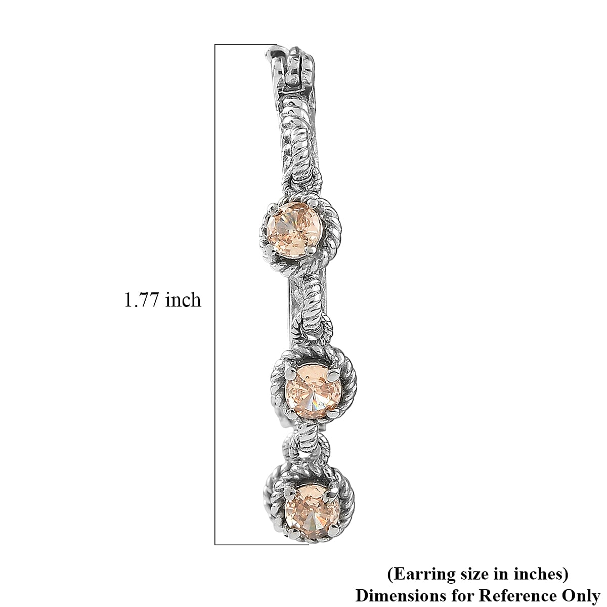 EverTrue Champagne Simulated Diamond Hoop Earrings in Stainless Steel 7.80 ctw