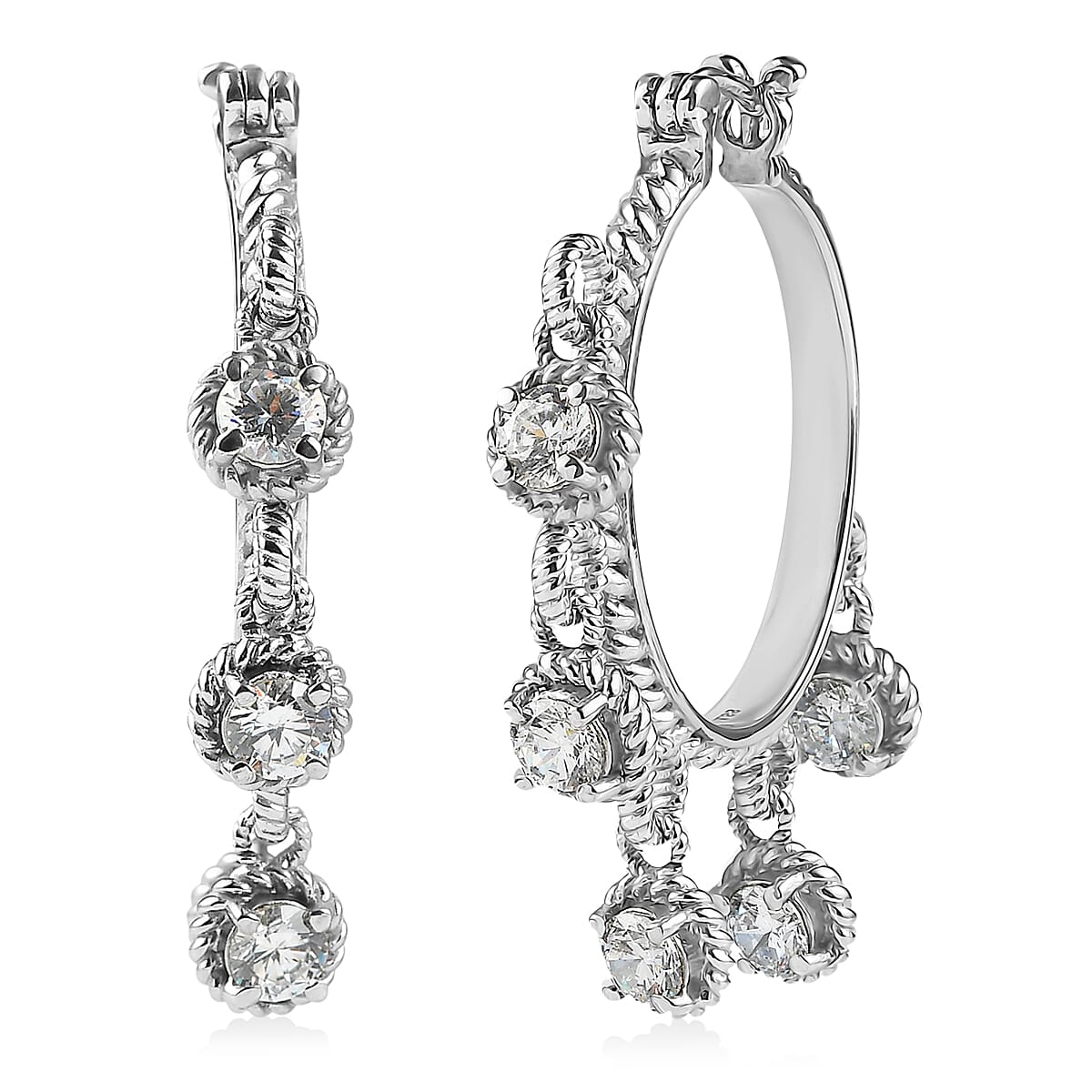 EverTrue Simulated Diamond Earrings in Stainless Steel