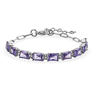 EverTrue Simulated Blue Diamond Bracelet in Stainless Steel (6.50 In) 12.65 ctw