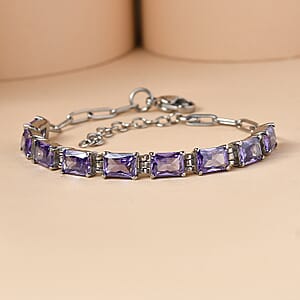 EverTrue Simulated Blue Diamond Bracelet in Stainless Steel (6.50 In)