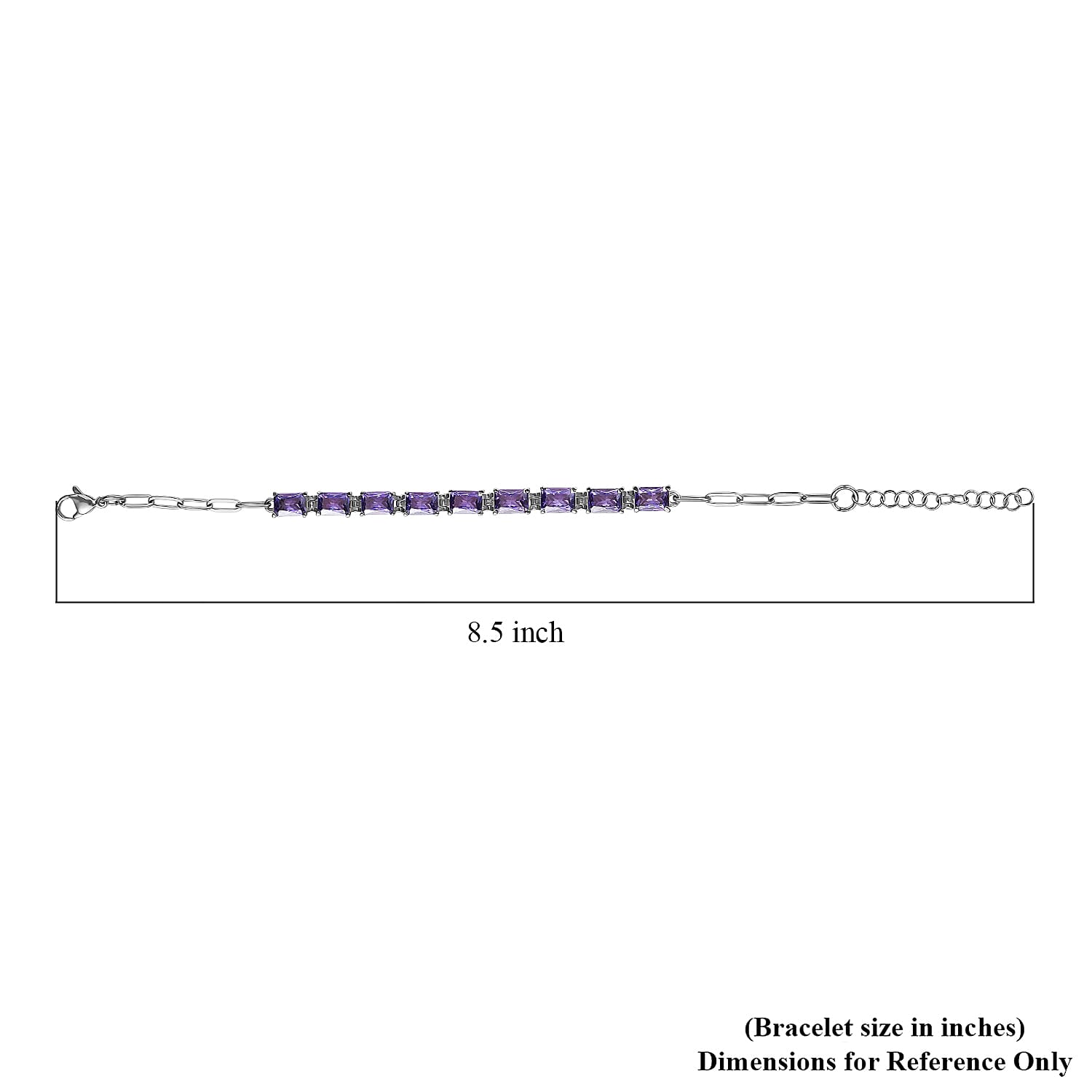 EverTrue Simulated Blue Diamond Bracelet in Stainless Steel (6.50 In)