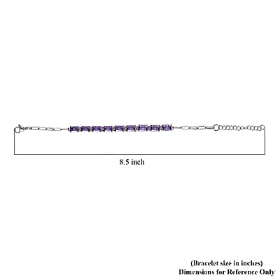 EverTrue Simulated Blue Diamond Bracelet in Stainless Steel (6.50 In)