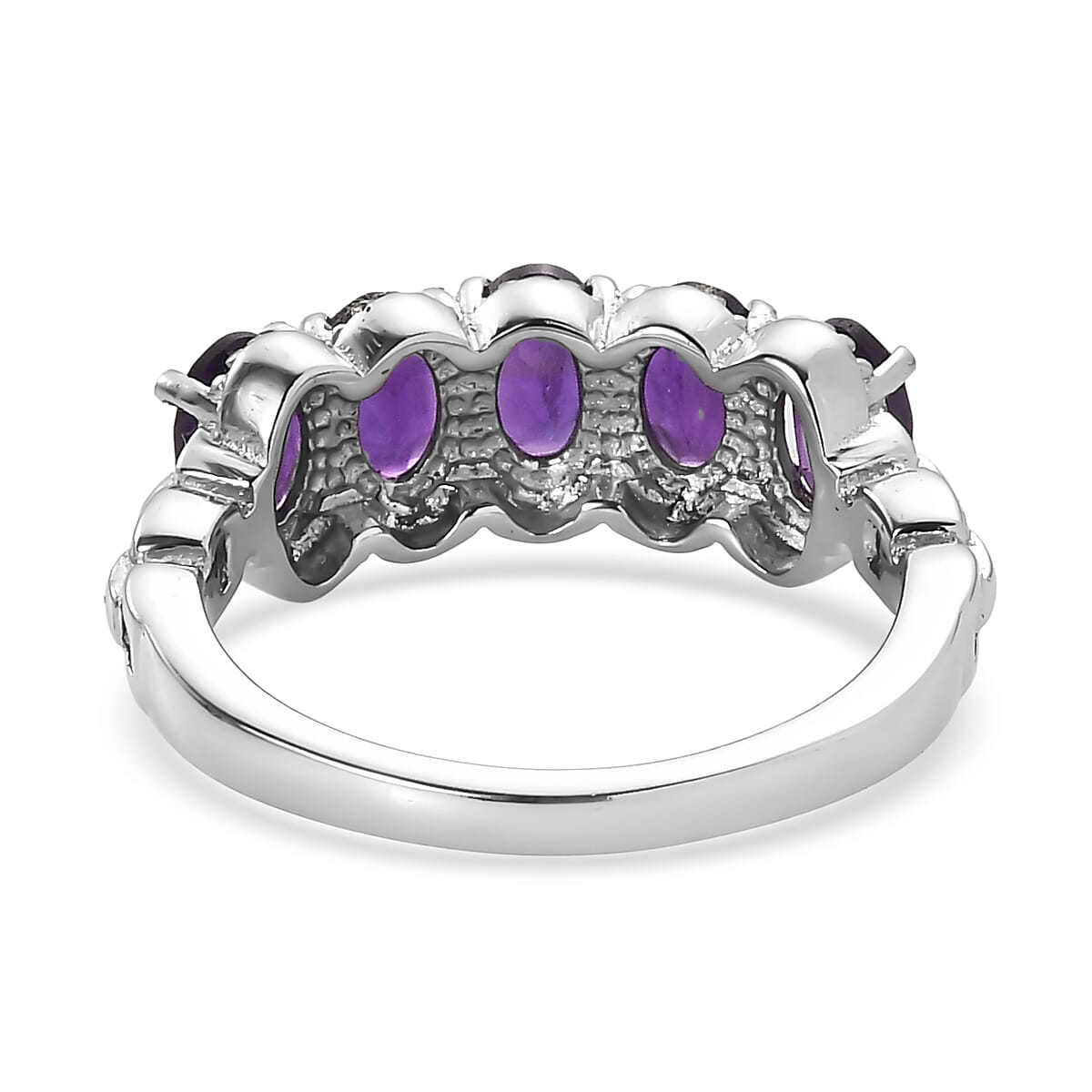 EverTrue African Amethyst 5 Stone Ring in Stainless Steel (Size 10.0) 2.75 ctw image number 4
