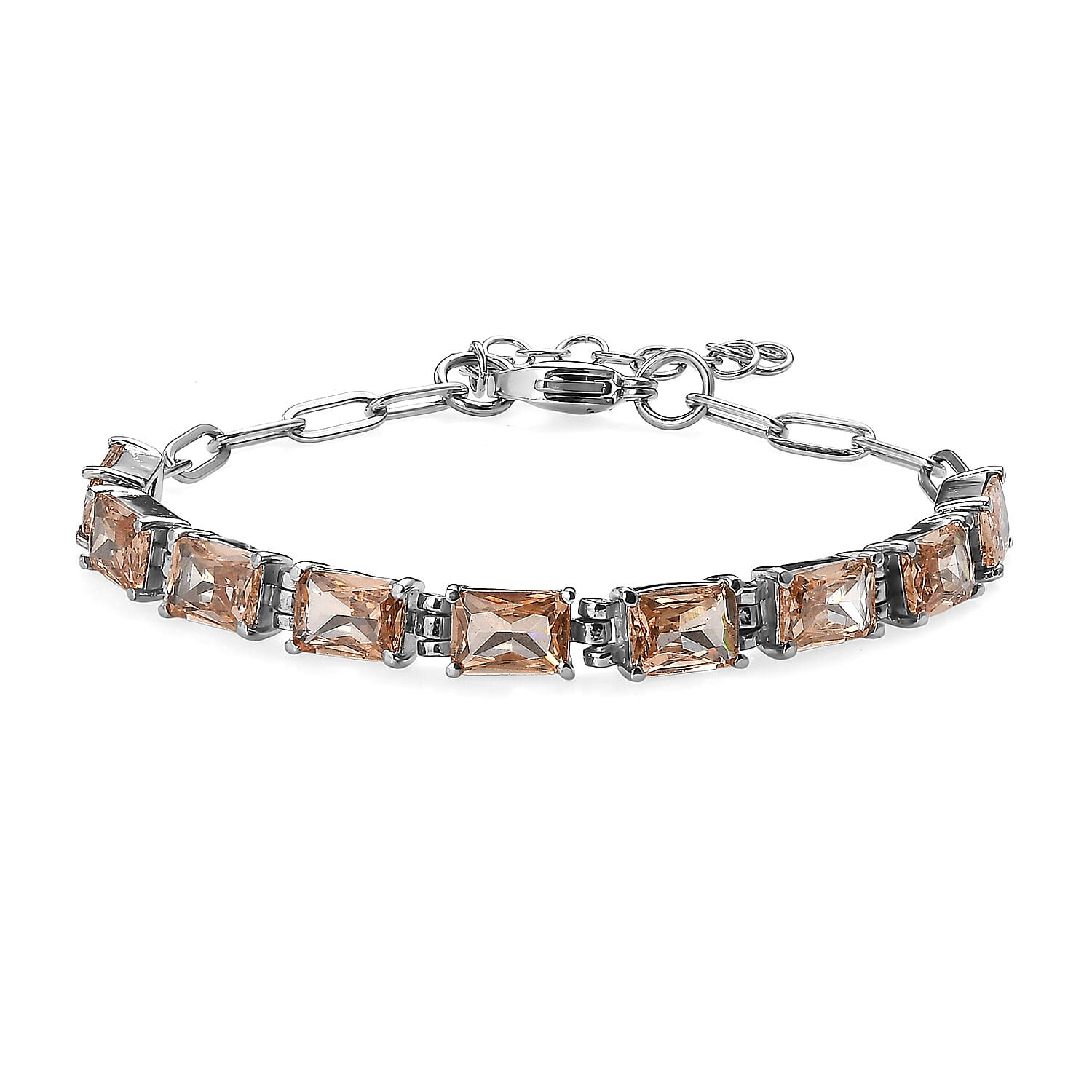 EverTrue Simulated Champagne Diamond Bracelet in Stainless Steel (6.50 In)