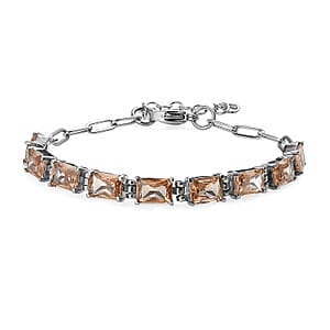 EverTrue Champagne Cubic Zirconia  Fancy Bracelet (Size - 6.5) Stainless Steel  11.70 ctw (6.50 In) 12.27 ctw