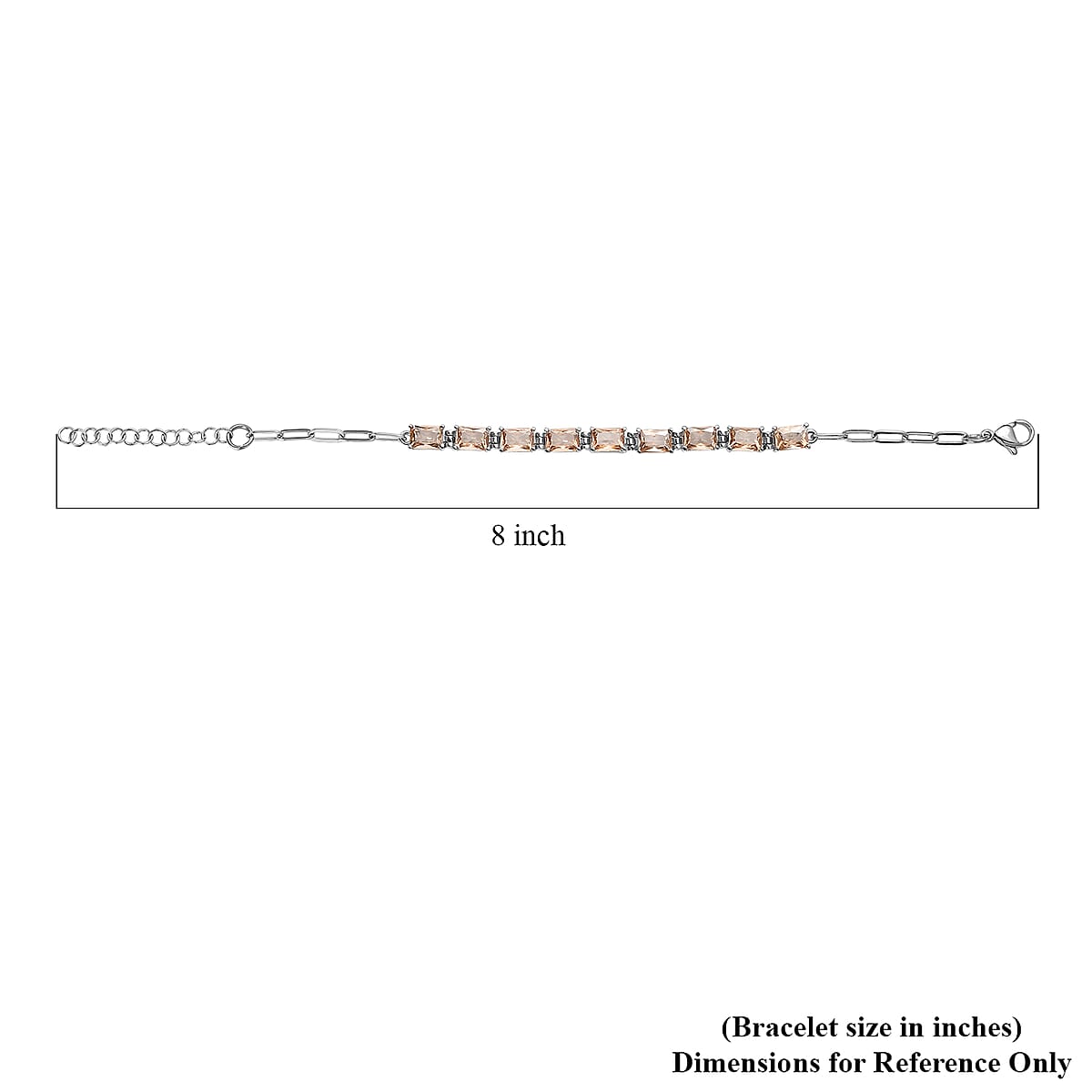 EverTrue Simulated Champagne Diamond Bracelet in Stainless Steel (6.50 In) image number 4