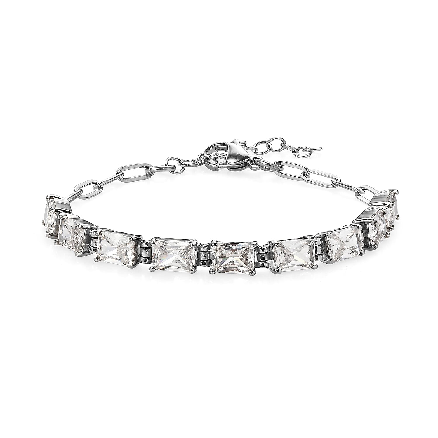 EverTrue Simulated Diamond Bracelet in Stainless Steel (6.50 In)