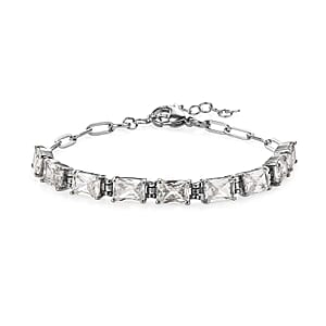 EverTrue White Cubic Zirconia  Fancy Bracelet (Size - 6.5) Stainless Steel  11.70 ctw (6.50 In) 13.27 ctw