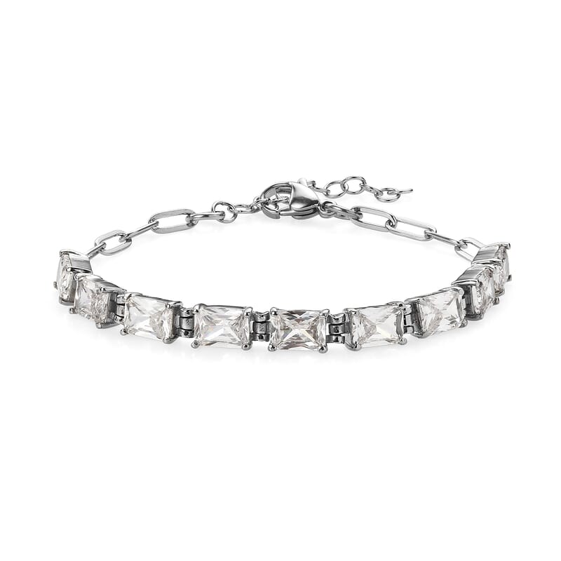 EverTrue Simulated Diamond Bracelet in Stainless Steel (6.50 In)