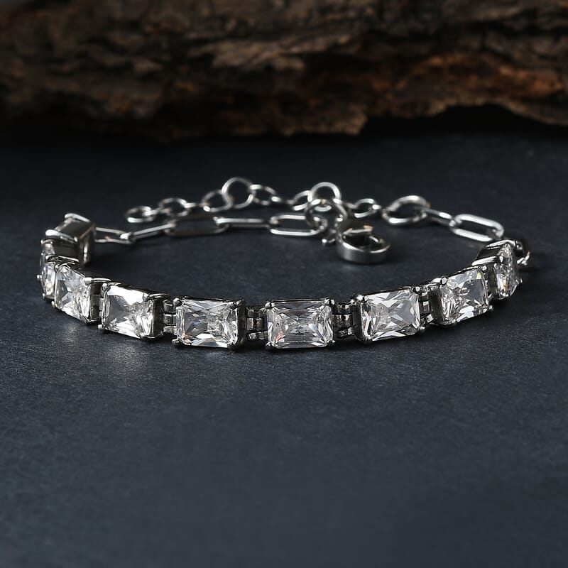 EverTrue Simulated Diamond Bracelet in Stainless Steel (6.50 In)