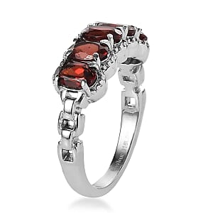 EverTrue Mozambique Garnet 3.50 ctw 5 Stone Ring in Stainless Steel (Size 10.0)