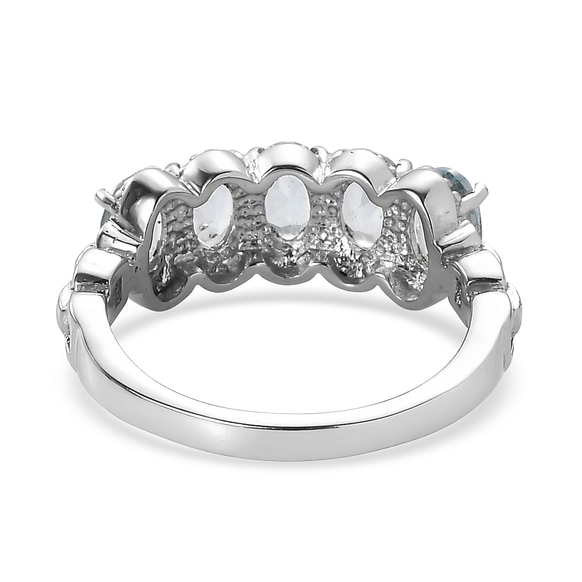EverTrue Sky Blue Topaz 2.70 ctw 5 Stone Ring in Stainless Steel (Size 7.0) image number 4