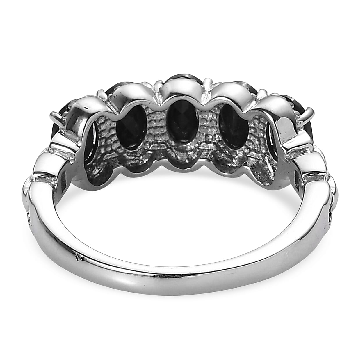 EverTrue Thai Black Spinel 3.00 ctw 5 Stone Ring in Stainless Steel (Size 6.0) image number 4
