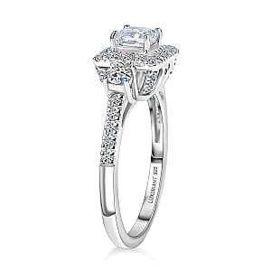 Luxuriant Lab Grown Diamond G-H SI 1.10 ctw Classic Halo Ring in Rhodium Over Sterling Silver (Size 7.0)