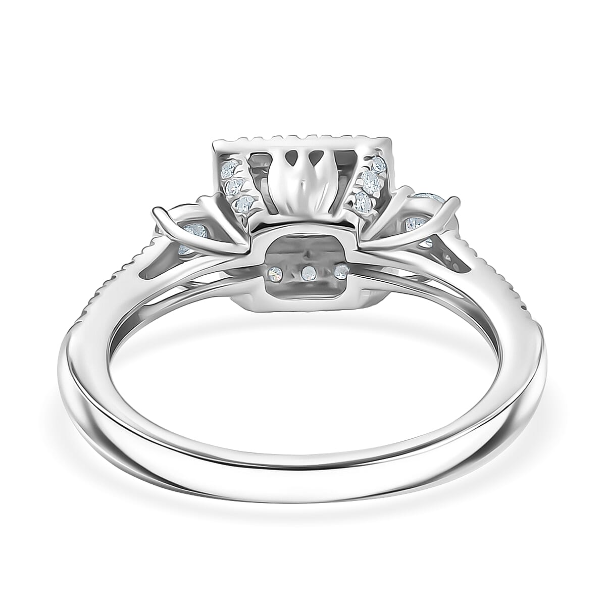Luxuriant Lab Grown Diamond G-H SI 1.10 ctw Classic Halo Ring in Rhodium Over Sterling Silver (Size 7.0) image number 4