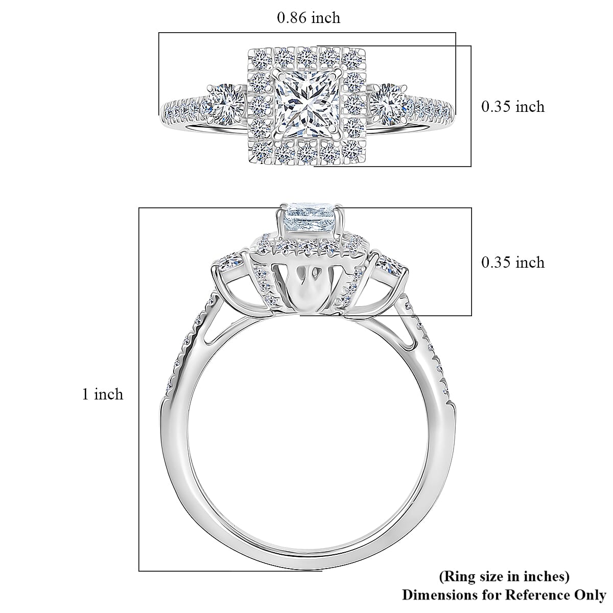 Luxuriant Lab Grown Diamond G-H SI 1.10 ctw Classic Halo Ring in Rhodium Over Sterling Silver (Size 7.0) image number 5