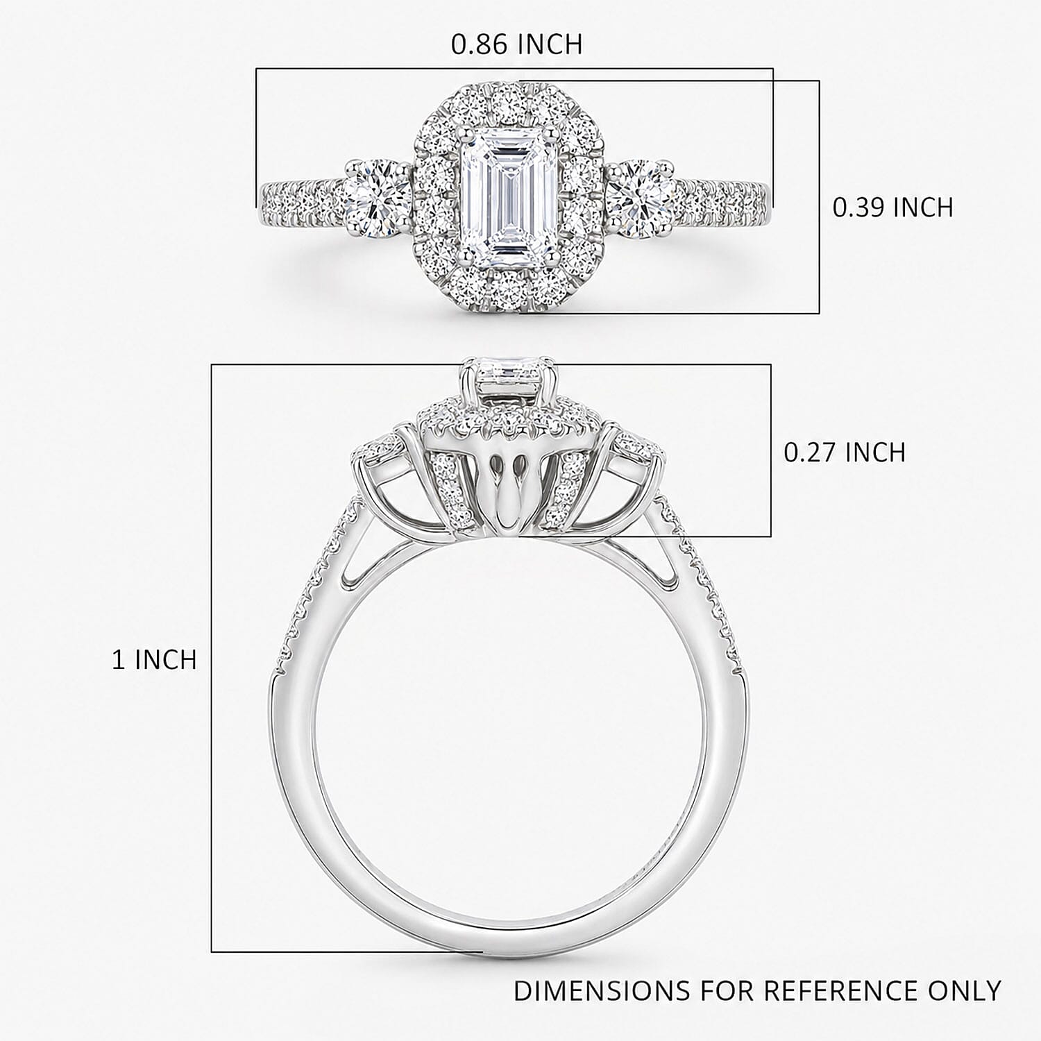 Luxuriant Lab Grown Diamond G-H SI 1.10 ctw Classic Halo Ring in Rhodium Over Sterling Silver (Size 6.0)
