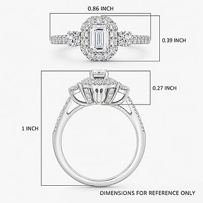 Luxuriant Lab Grown Diamond G-H SI 1.10 ctw Classic Halo Ring in Rhodium Over Sterling Silver (Size 6.0)