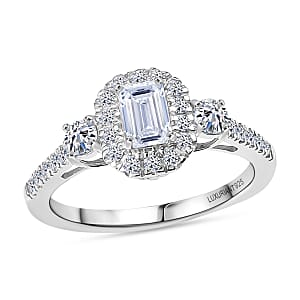 Luxuriant Lab Grown Diamond G-H SI 1.10 ctw Classic Halo Ring in Rhodium Over Sterling Silver (Size 8.0)