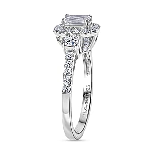 Luxuriant Lab Grown Diamond G-H SI Classic Halo Ring in Rhodium Over Sterling Silver (Size 9.0) 1.10 ctw