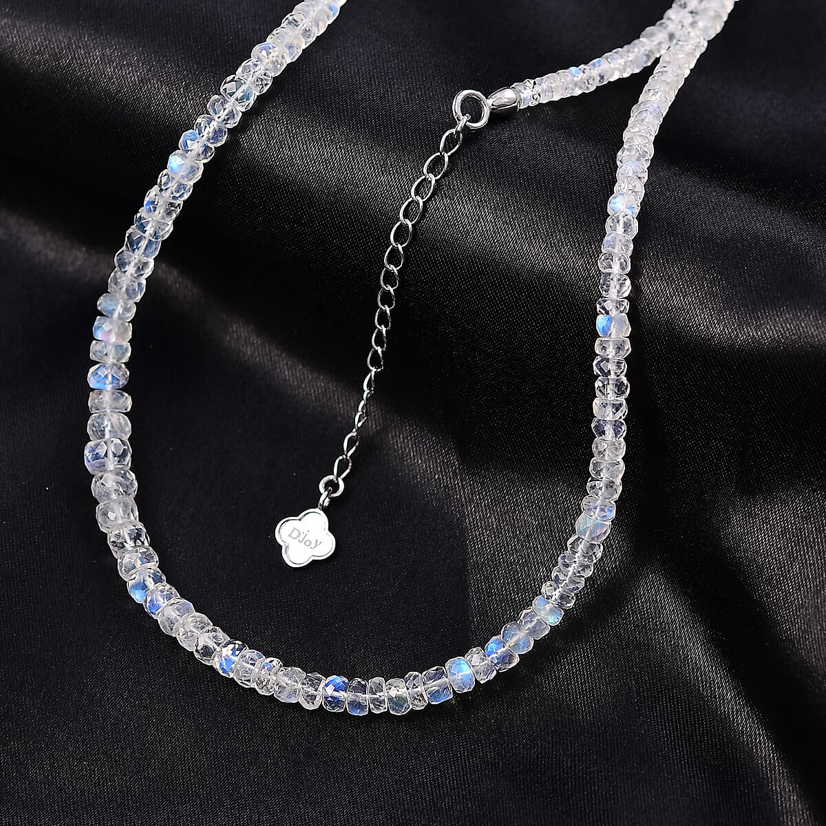 D'Joy Rainbow Moonstone  Necklace (Size - 18) in Rhodium OverSterling Silver 74.00 ctw image number 1