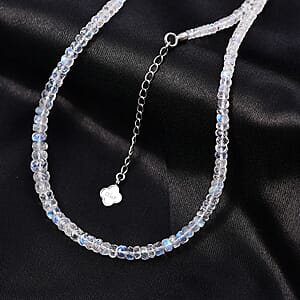 D'Joy Rainbow Moonstone  Necklace (Size - 18) in Rhodium OverSterling Silver 74.00 ctw