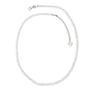 D'Joy Rainbow Moonstone  Necklace (Size - 18) in Rhodium OverSterling Silver 74.00 ctw