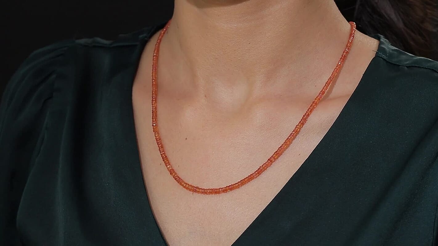 Certified & Appraised Luxoro AAA Songea Sapphire 46.00 ctw Beaded Necklace in 10K Yellow Gold (18 Inches)