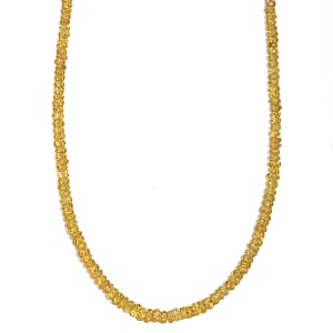Certified & Appraised Luxoro AAA Yellow Sapphire 42.00 ctw Beaded Necklace in 10K Yellow Gold (18 Inches)