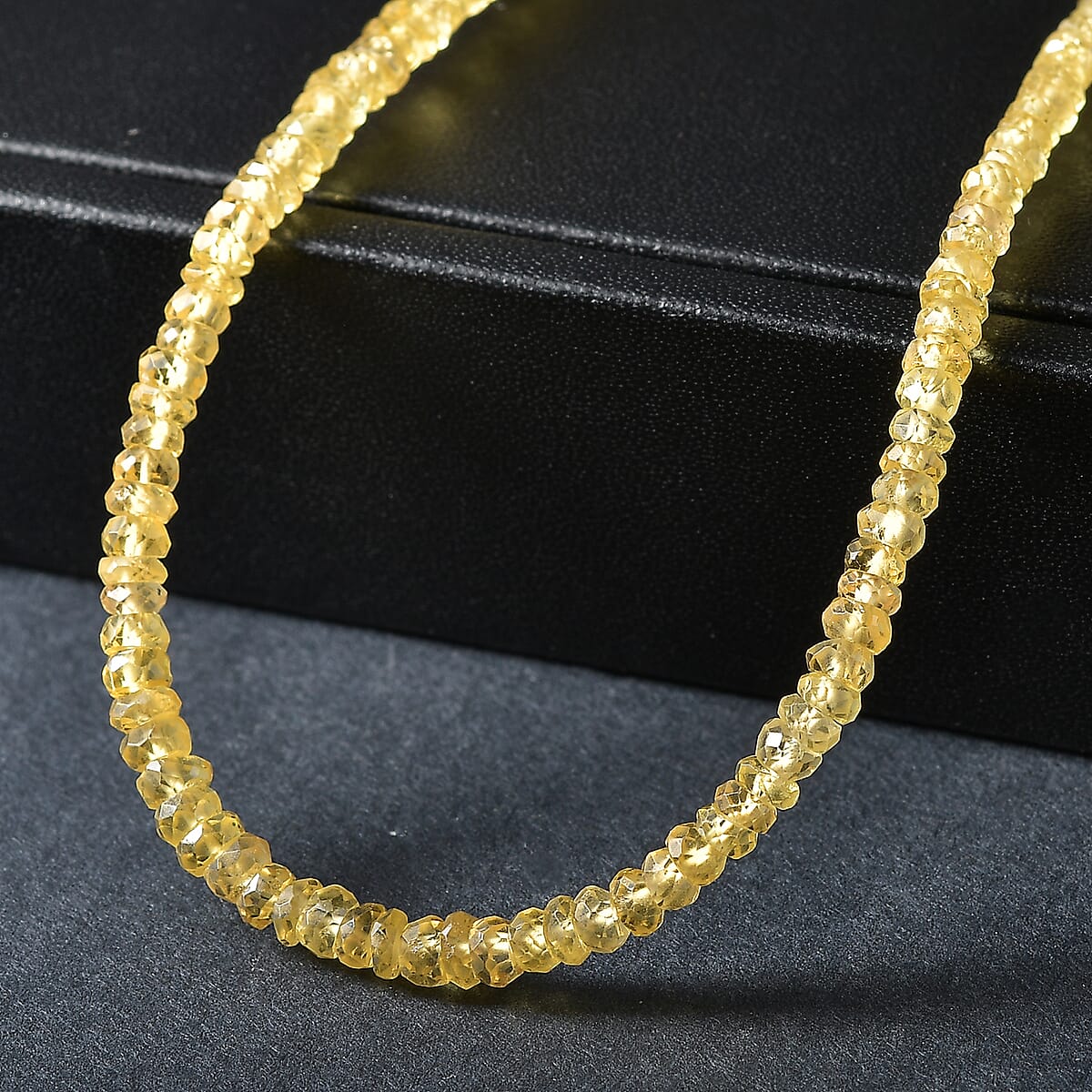 Certified & Appraised Luxoro AAA Yellow Sapphire 42.00 ctw Beaded Necklace in 10K Yellow Gold (18 Inches) image number 1