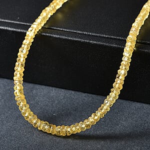 Certified & Appraised Luxoro AAA Yellow Sapphire 42.00 ctw Beaded Necklace in 10K Yellow Gold (18 Inches)