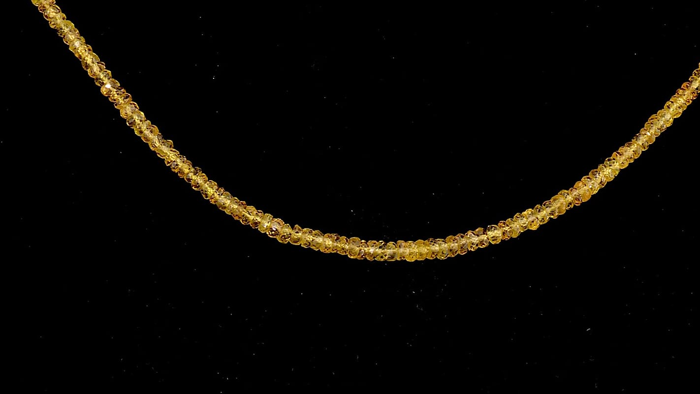 Certified & Appraised Luxoro AAA Yellow Sapphire 42.00 ctw Beaded Necklace in 10K Yellow Gold (18 Inches)