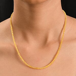 Certified & Appraised Luxoro AAA Yellow Sapphire 42.00 ctw Beaded Necklace in 10K Yellow Gold (18 Inches)