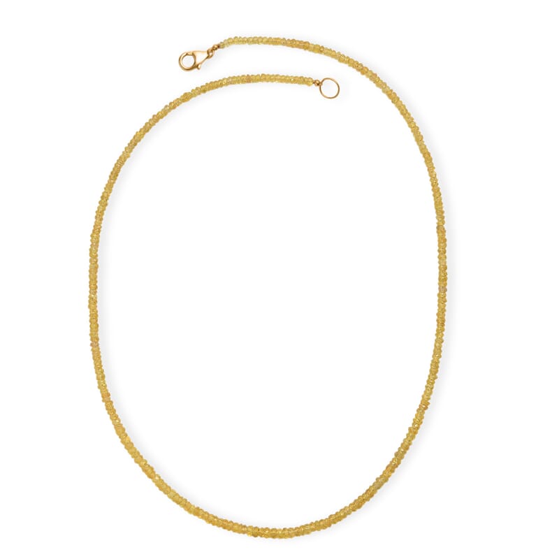 Certified & Appraised Luxoro AAA Yellow Sapphire 42.00 ctw Beaded Necklace in 10K Yellow Gold (18 Inches)