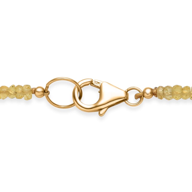 Certified & Appraised Luxoro AAA Yellow Sapphire 42.00 ctw Beaded Necklace in 10K Yellow Gold (18 Inches)