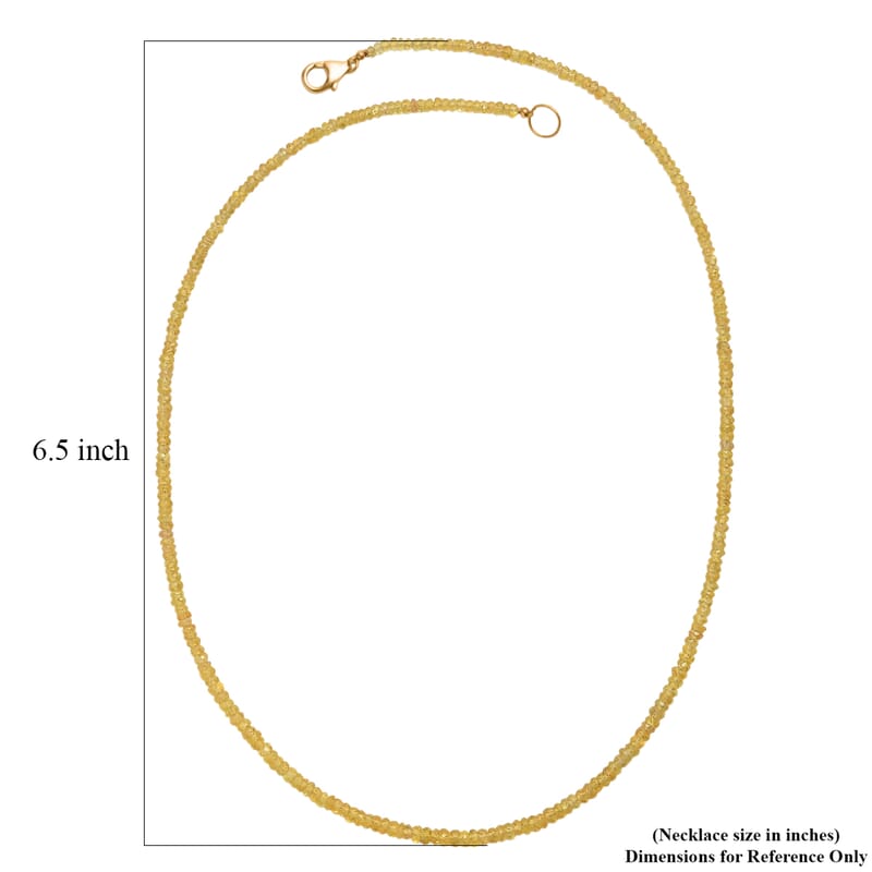Certified & Appraised Luxoro AAA Yellow Sapphire 42.00 ctw Beaded Necklace in 10K Yellow Gold (18 Inches)