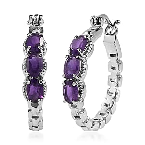 EverTrue African Amethyst 2.50 ctw Earrings in Stainless Steel