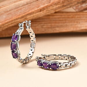 EverTrue African Amethyst 2.50 ctw Earrings in Stainless Steel